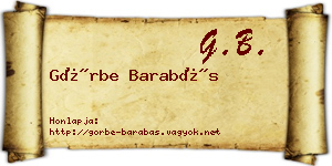 Görbe Barabás névjegykártya
